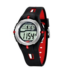 Montre calypso homme digitale bracelet noir et rouge boitier argenté