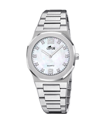 Montre lotus femme acier mate cadran nacré index strass