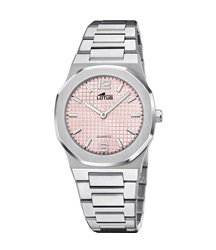 Montre lotus femme acier mat cadran rose quadrillé