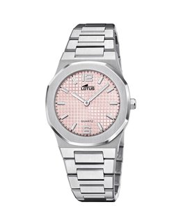 Montre lotus femme acier mat cadran rose quadrillé