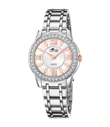 Montre Lotus dame acier cadran nacre rose et index rose