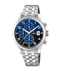 Montre festina homme chronographe cadran noir et bleu