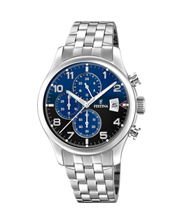 Montre festina homme chronographe cadran noir et bleu